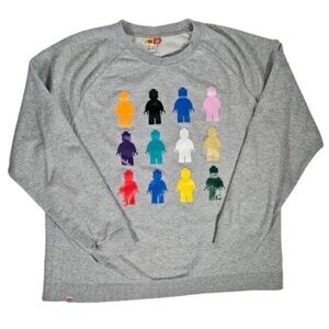 Lego Gray Sweatshirt with Colorful Minifigure Design